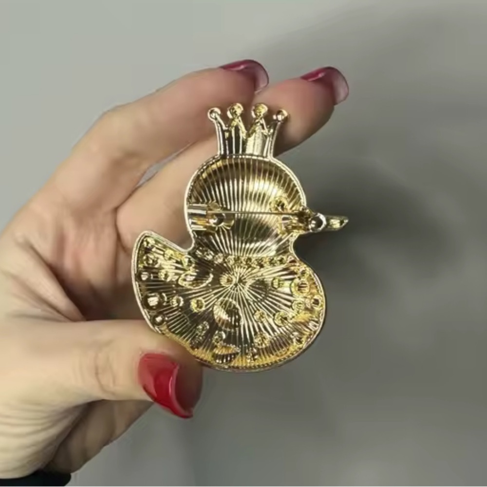 Yellow Duck Gold Crystal Brooch - Picture 8 of 10